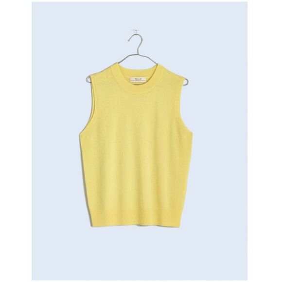 Madewell yellow (Re)sponsible Cashmere Crewneck Sweater Vest NWOT size large - Picture 1 of 8